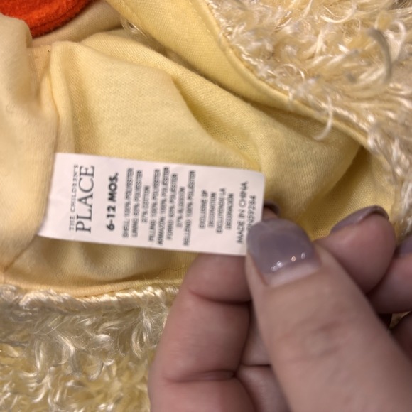 The Children's Place Baby Duck Costume Fuzzy Yellow Hooded Outfit 6-12 Months - Picture 7 of 8